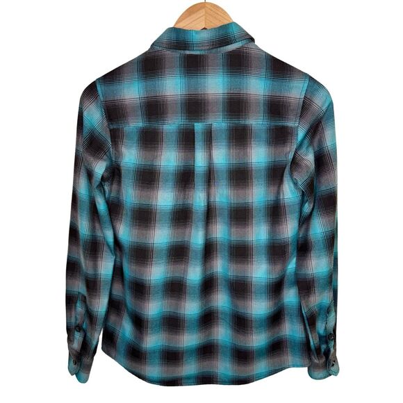Dixxon Flannel Plaid Shirt Women's Size Small Tortuga Blue Long Sleeve - Picture 3 of 16